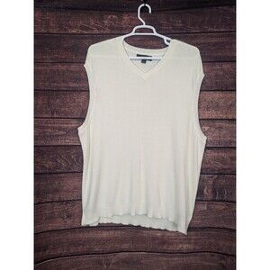 Tasso Elba Golf Basket Weave Knit Sweater Vest in Cream Size XXL
